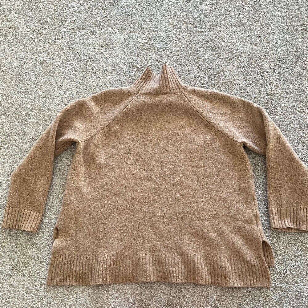 Ann Taylor Tan Beige Wool & Cashmere Turtleneck Minimalist Chic Sweater Petite L - Picture 7 of 11